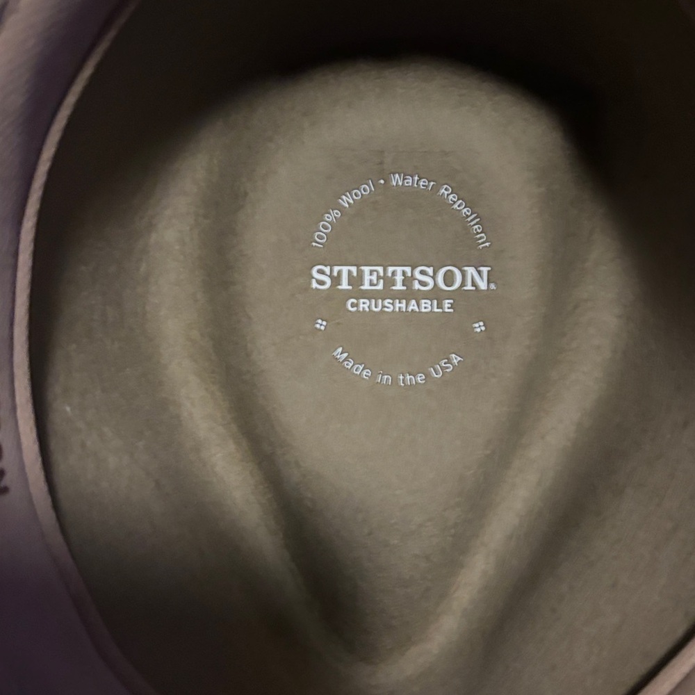Stetson Taupe Felt Wide-Brim Hat with Decorative Leather Band - Picture 3 of 6